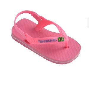 Havaianas Brazil flip flops baby crystal rose pink size 6c